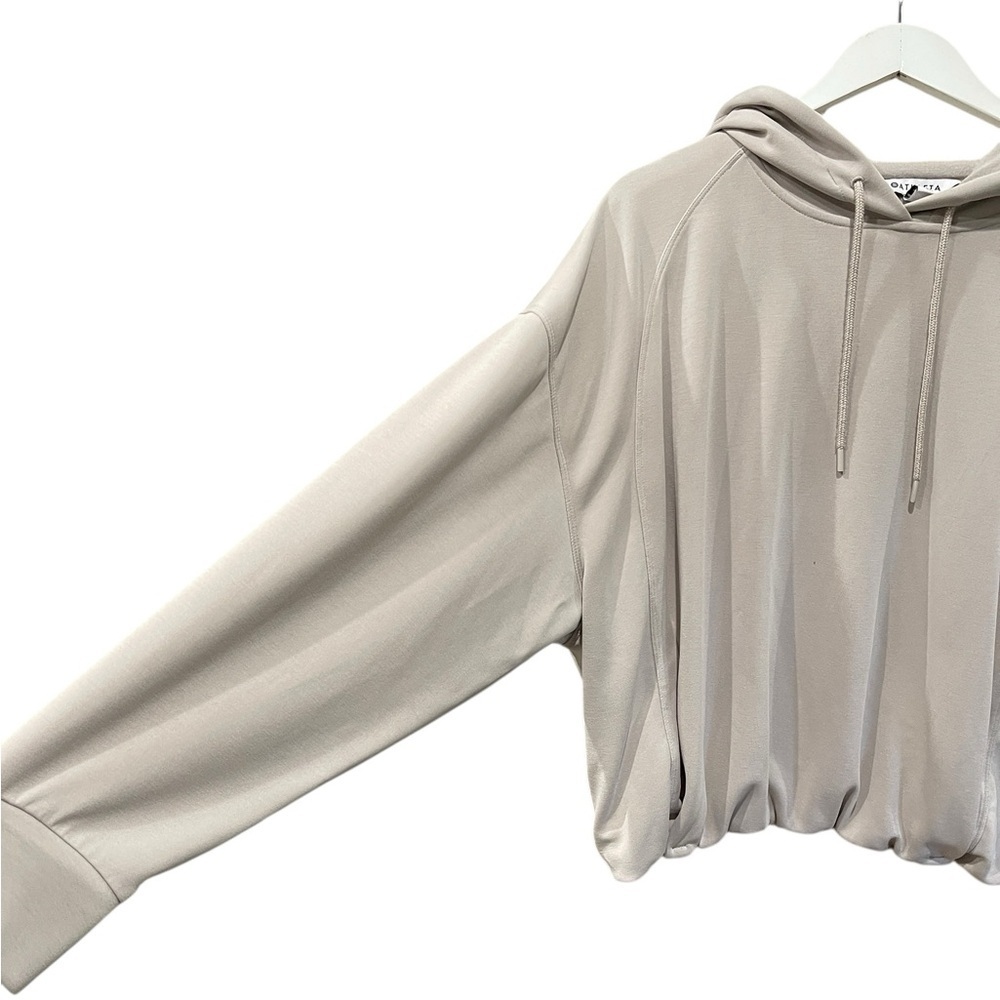 Athleta SeaSoft Bubble Hem Hoodie SZ XL Beige - Picture 4 of 5